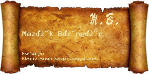 Mazák Böngér névjegykártya